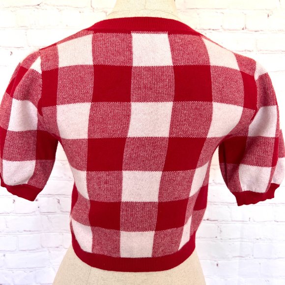 Wild Honey - Gingham Print - Red & White Crop Sweater Top - Size Medium - Picture 4 of 5